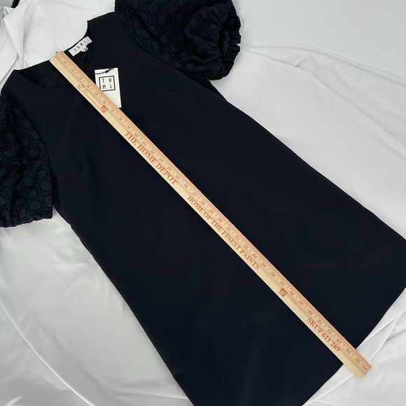 Anthropologie THML Sz S Black Textured Puff Sleeve‎ Romantic Mini Shift Dress - Picture 9 of 9